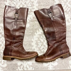 Sperry Women's Top-Sider Knee-high Zip-up Brown Leather Riding Boots Size 7.5